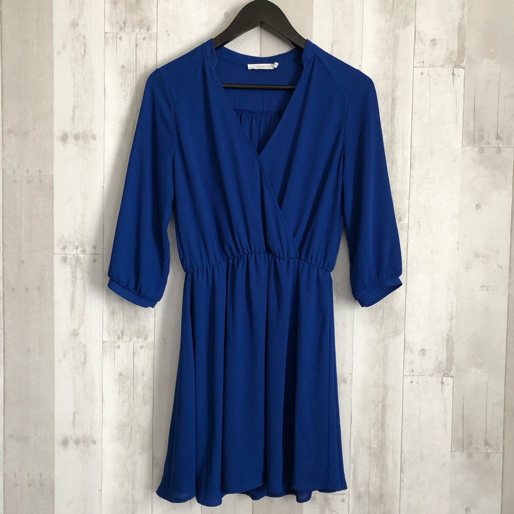 Lush Faux Wrap 3/4 sleeves Dress